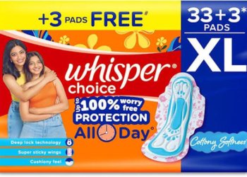 WHISPER CHOICE ULTRA || ALL DAY PROTECTION  || XL SIZE || 33 PADS PACK || విస్పర్ ఆల్ట్రా నాప్‌కిన్స్ ||